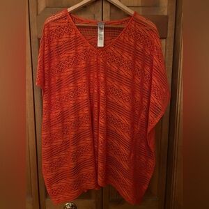 Chico’s Sz S/M Women’s Boho Hippie Retro Inspired Orange Swimsuit Coverup